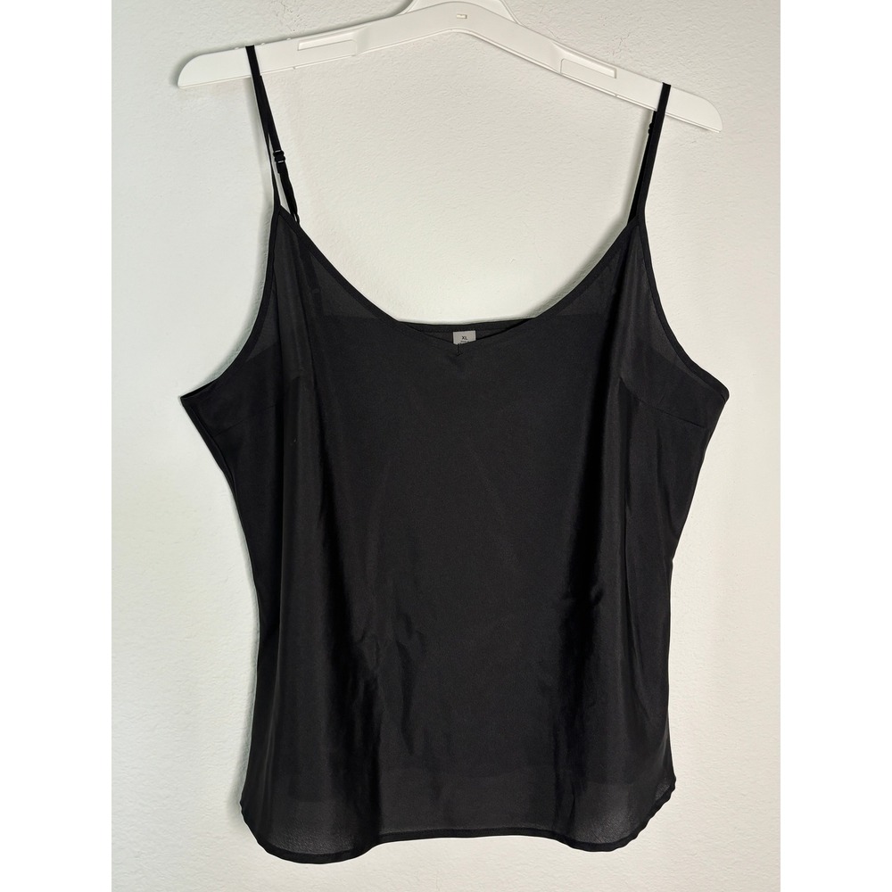 Unbranded‎ Black V-Neck Camisole Adjustable Spaghetti Strap Tank Top XL